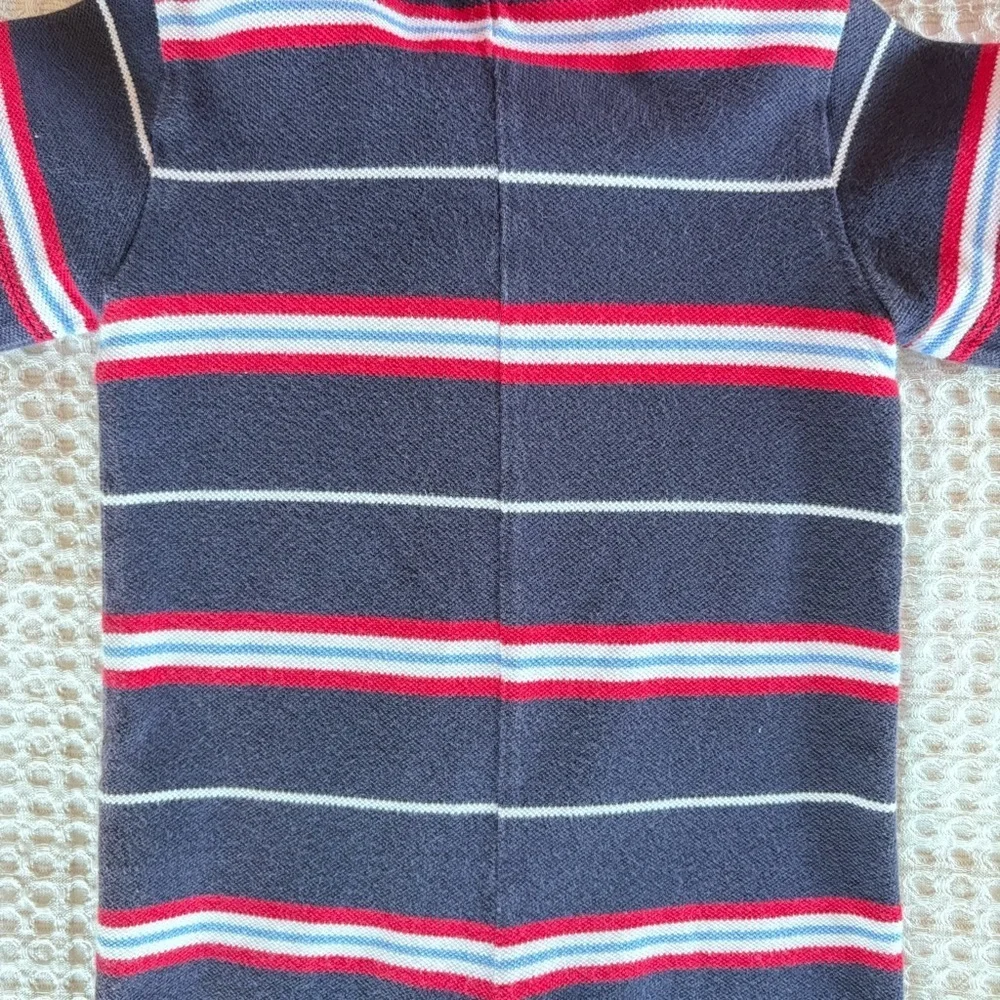 Vintage LAND’S END 3-6 Month Polo Striped Jumpsuit Layered Long Sleeves Snaps